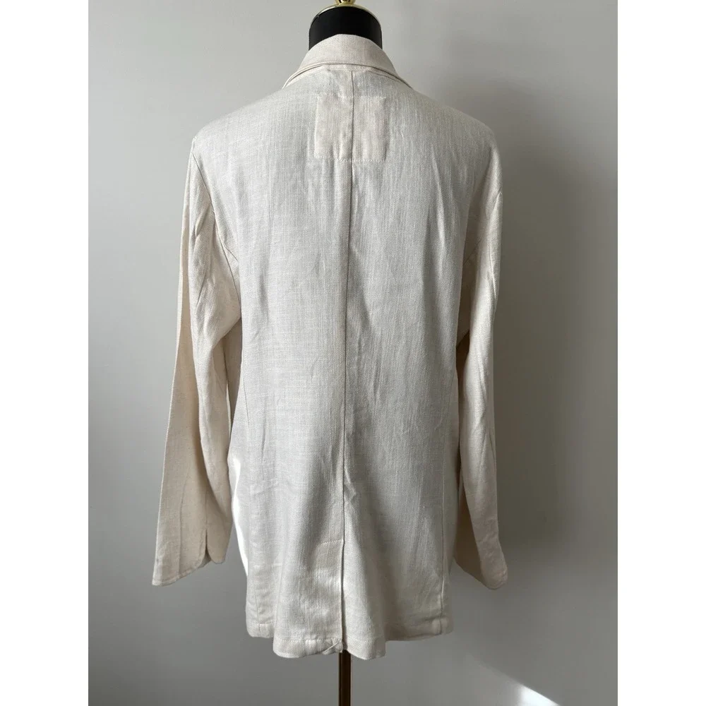 Stoosh Women's M Linen Blend Open Front Blazer Pockets